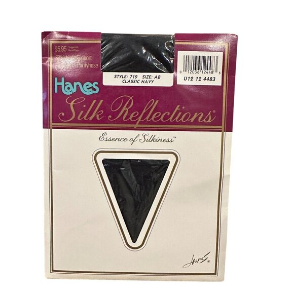 Hanes Accessories - Hanes Silk Reflections Classic Navy Size AB Silky  Support Sandalfoot Pantyhose